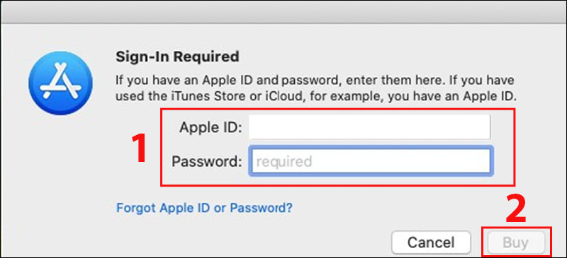 Nhập Apple ID và Password theo yêu cầu